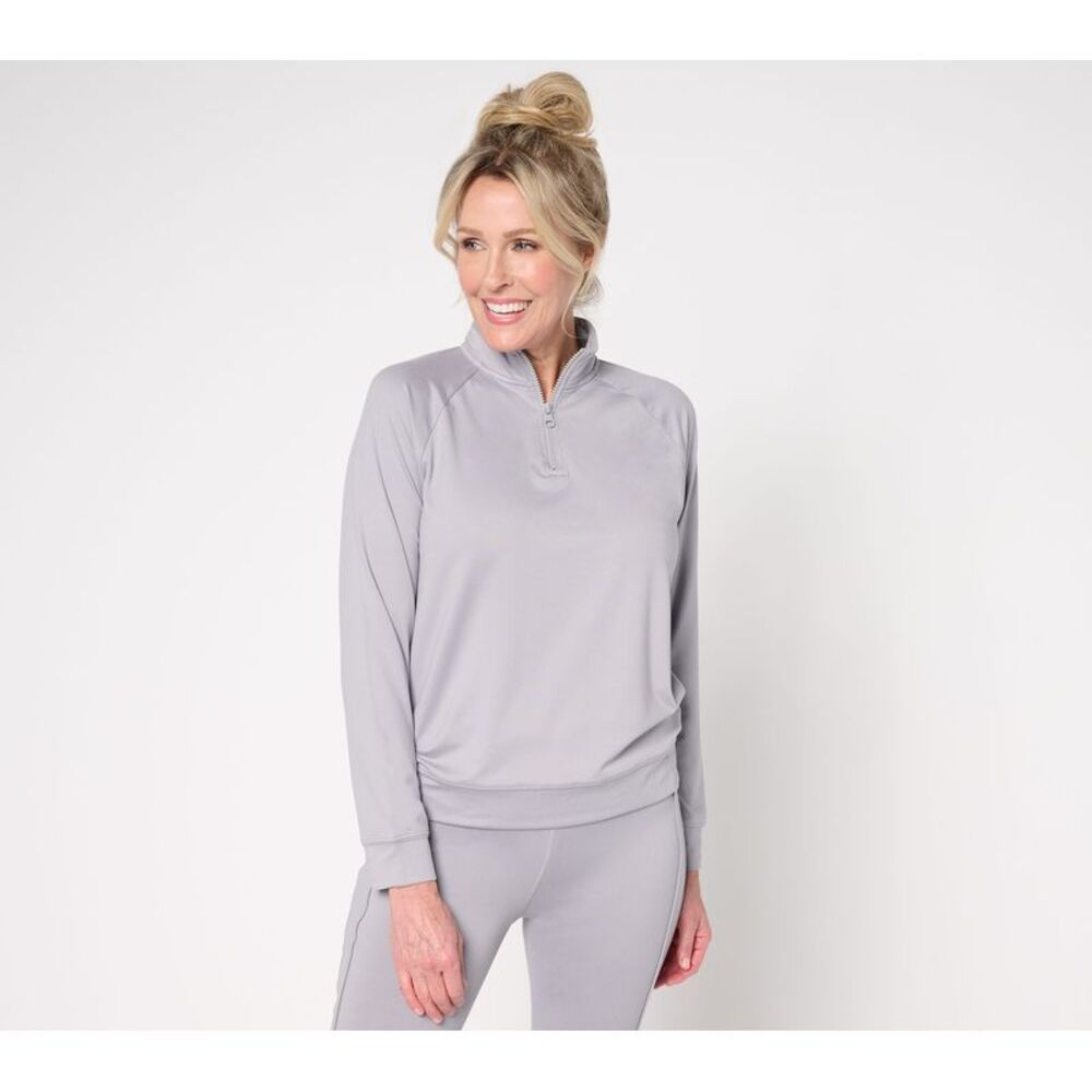 Farmers Defense Women's Top Sz XL Malibu Collection Butterchic Zip Gray A672541